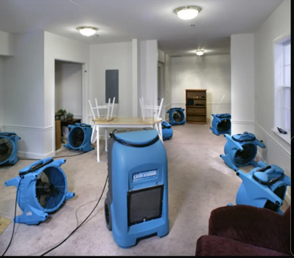Air movers and dehumidifier setup for Water Extraction & Removal in Mount Joy