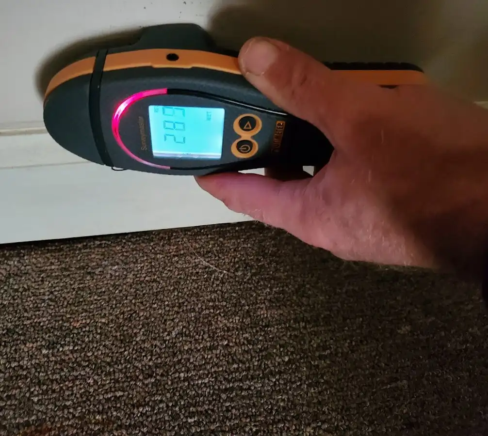 Moisture detection at baseboard during Sewage Cleanup & Sanitation in Mount Joy
